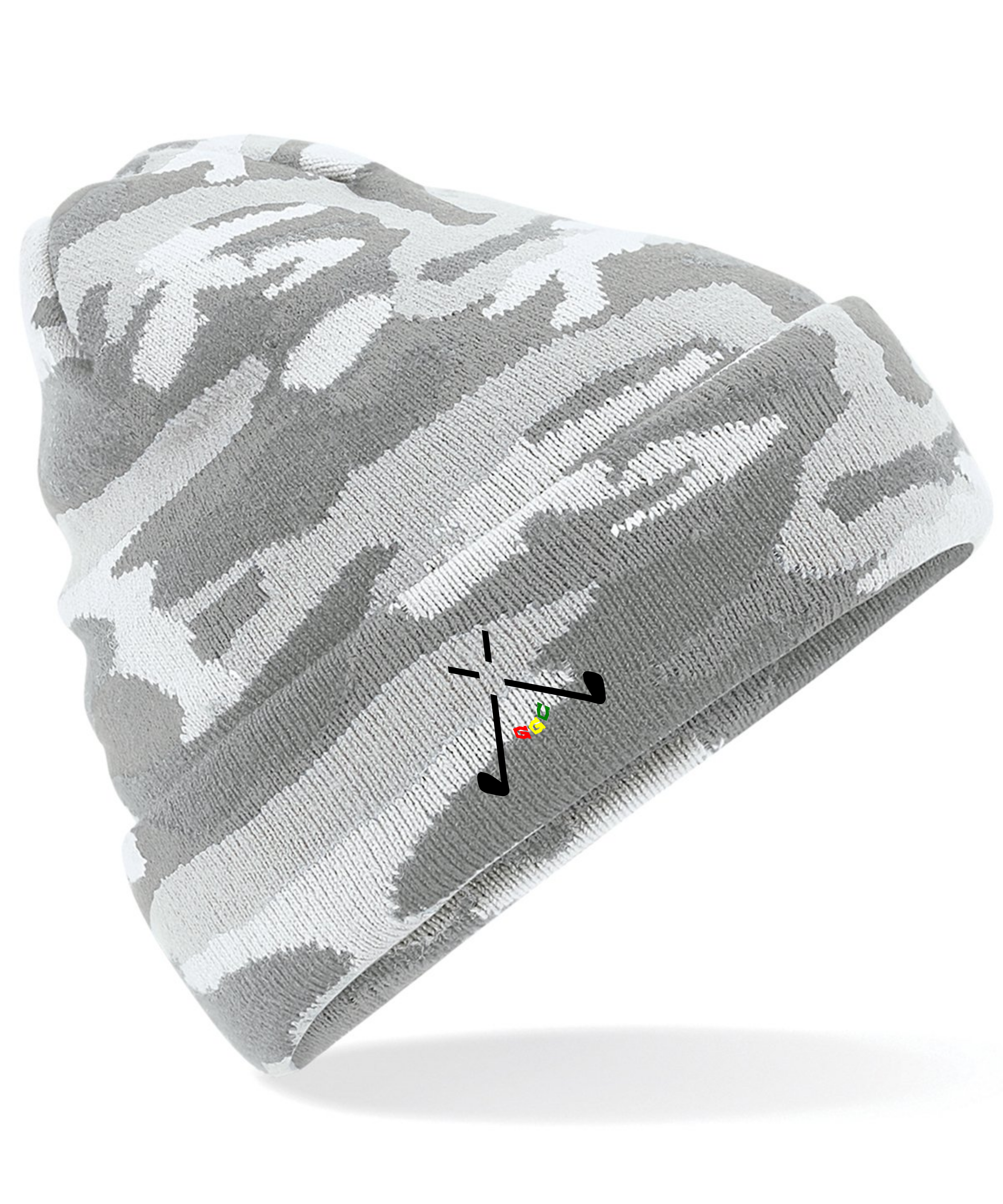 golf god clothing crossed clubs artic camo beanie 