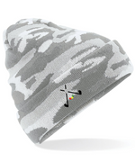 Load image into Gallery viewer, golf god clothing crossed clubs artic camo beanie 
