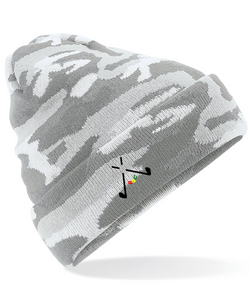 golf god clothing crossed clubs artic camo beanie 