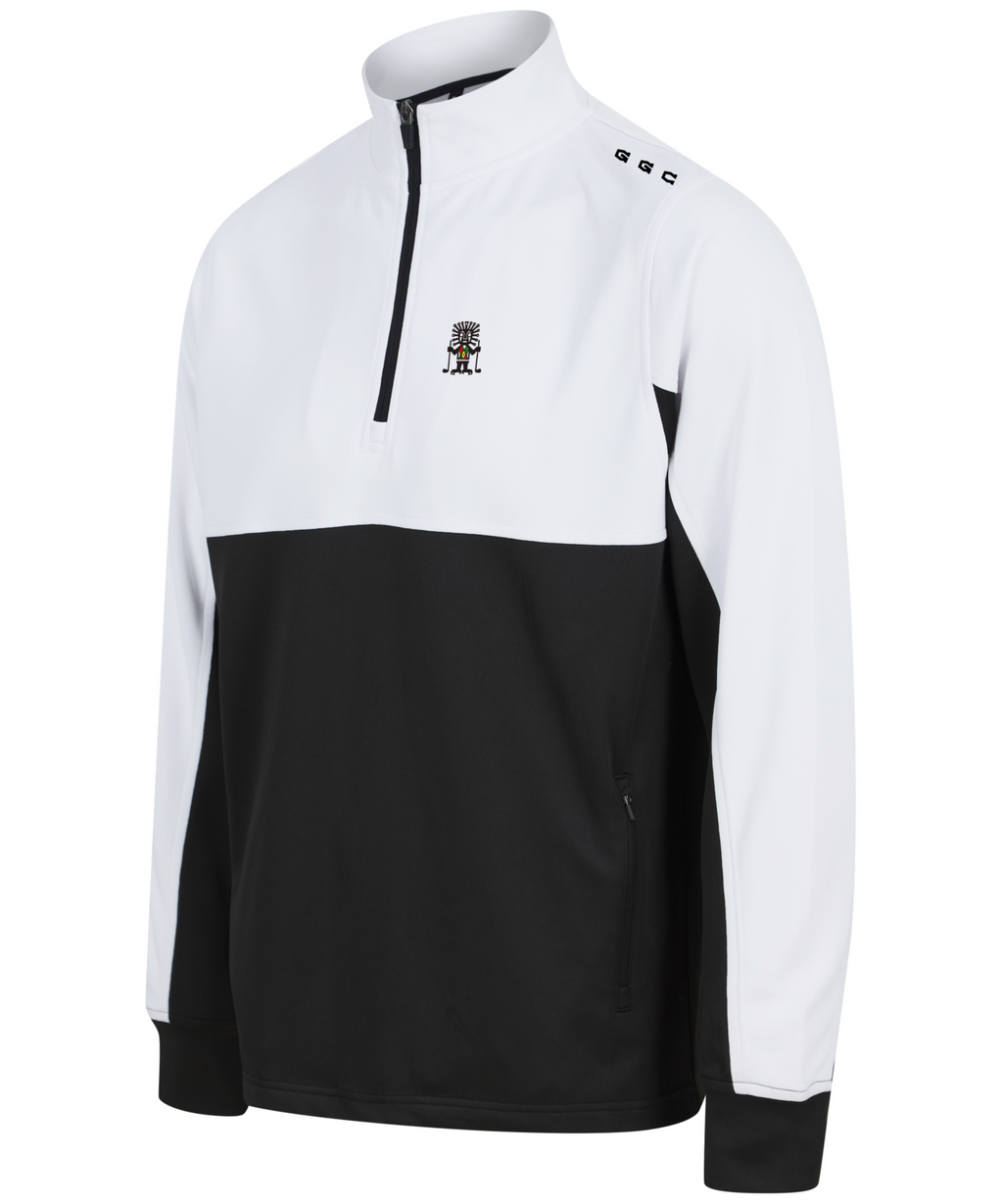 Golf god clothing back and white quarter zip mid layer 