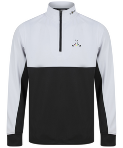 Golf god clothing crossed clubs black and white  quarter zip mid layer 