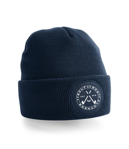 Golf God Clothing Navy Patch Beanie - Crossed Clubs Badge