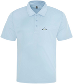 Load image into Gallery viewer, golf god clothing crossed clubs sky blue neoteric polo shirt
